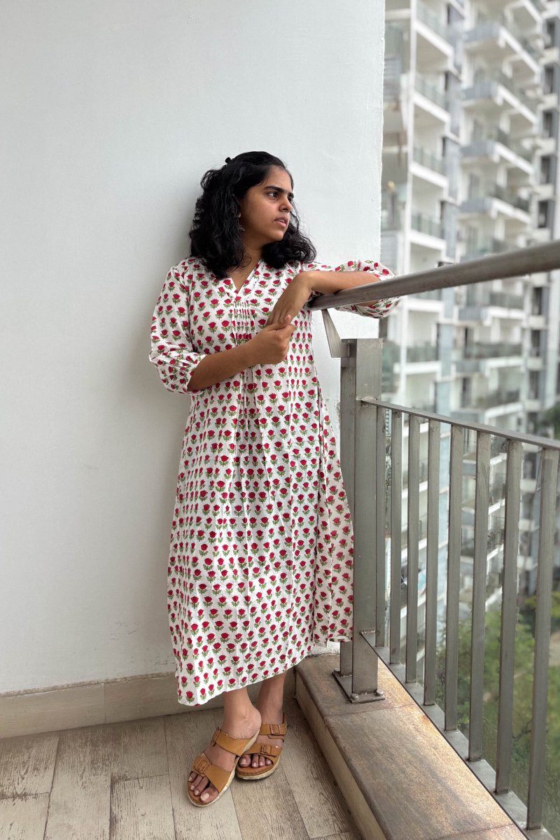 Roumira Sanganeri Dress - Lobha Deepthis