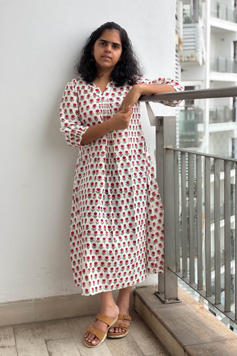 Roumira Sanganeri Dress - Lobha Deepthis
