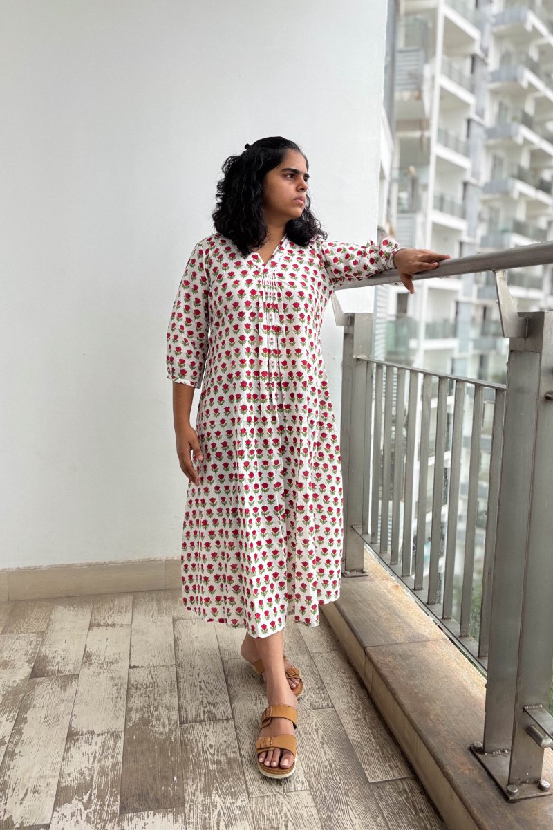 Roumira Sanganeri Dress - Lobha Deepthis