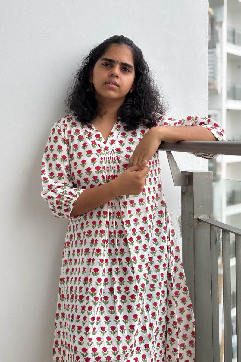 Roumira Sanganeri Dress - Lobha Deepthis