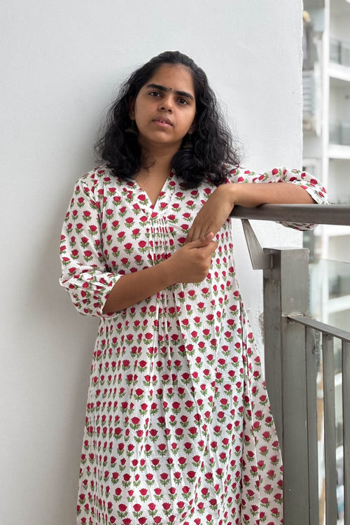 Roumira Sanganeri Dress - Lobha Deepthis