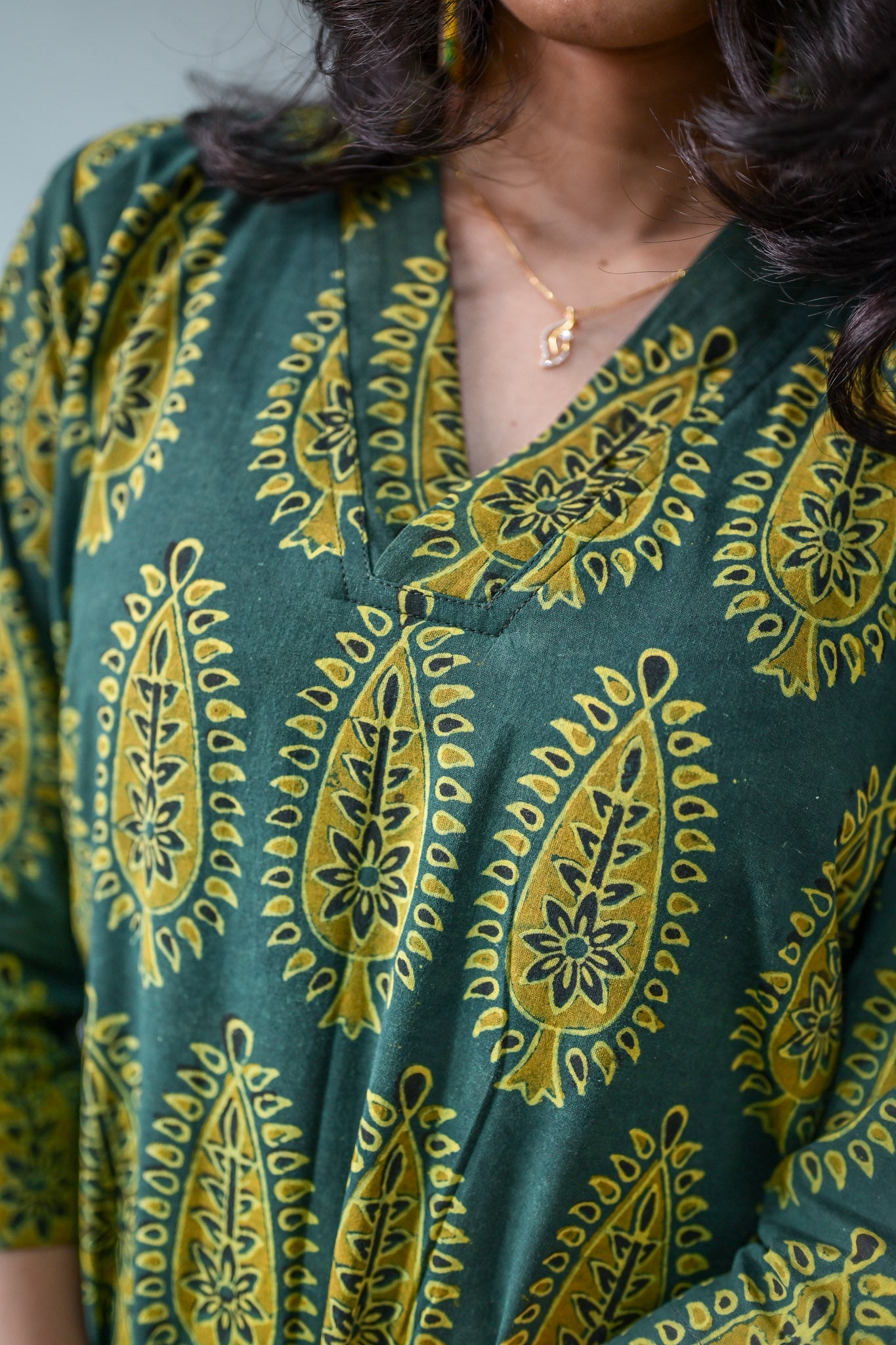 Ruhaani Green Ajrakh Dress - Lobha Deepthis