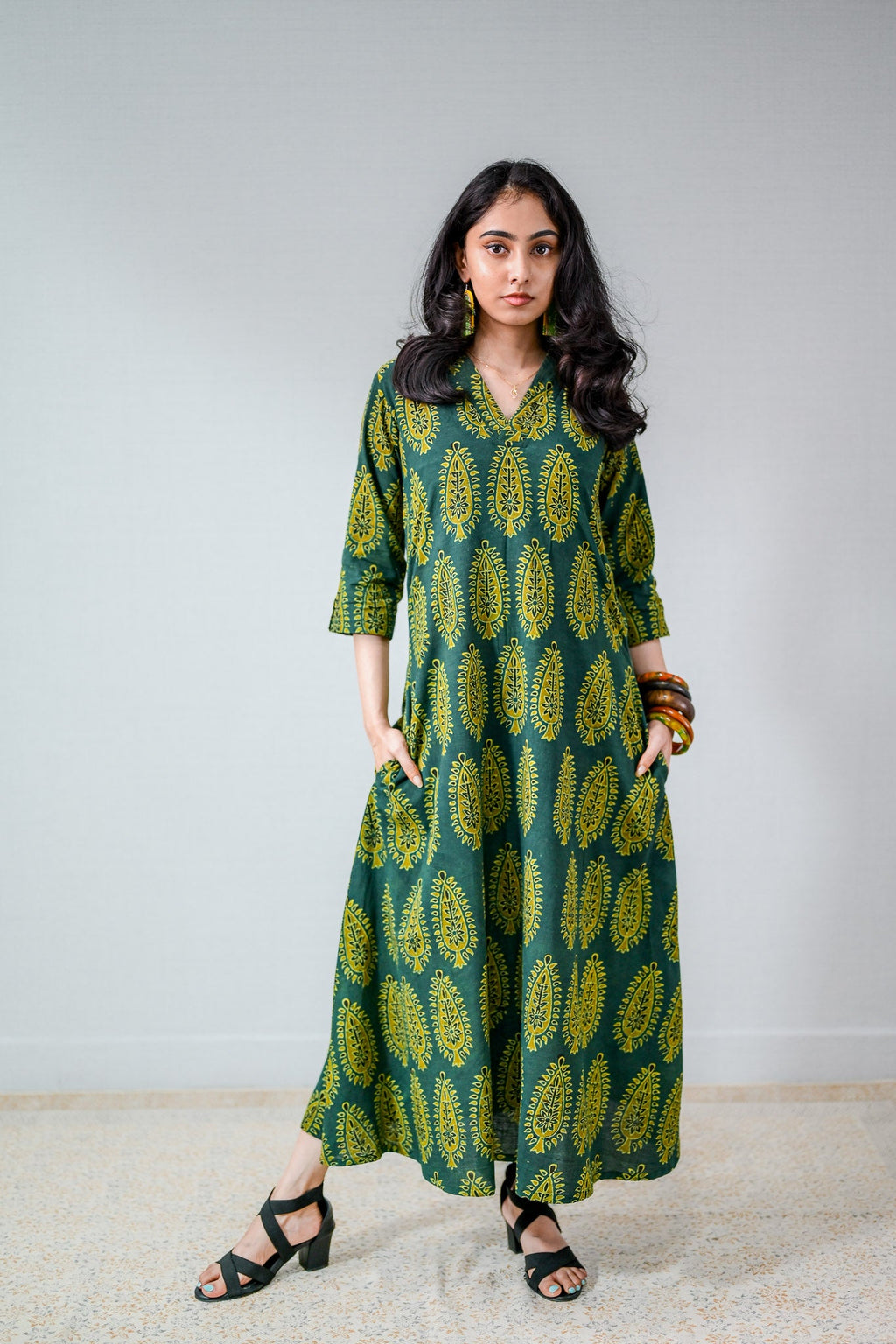 Ruhaani Green Ajrakh Dress - Lobha Deepthis