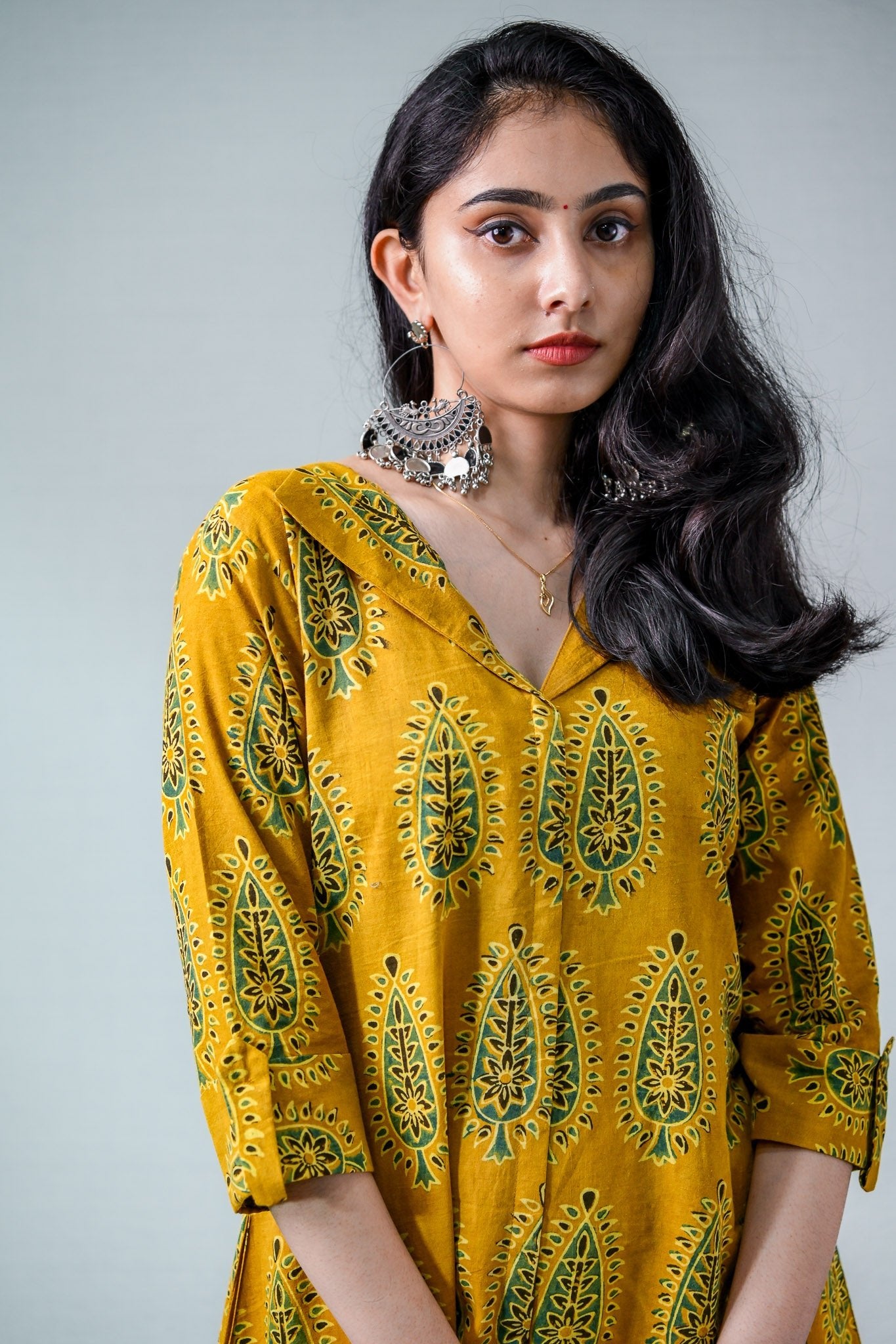 Ruhaani Turmeric Ajrakh Dress - Lobha Deepthis
