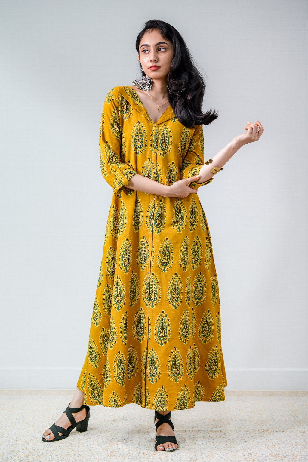 Ruhaani Turmeric Ajrakh Dress