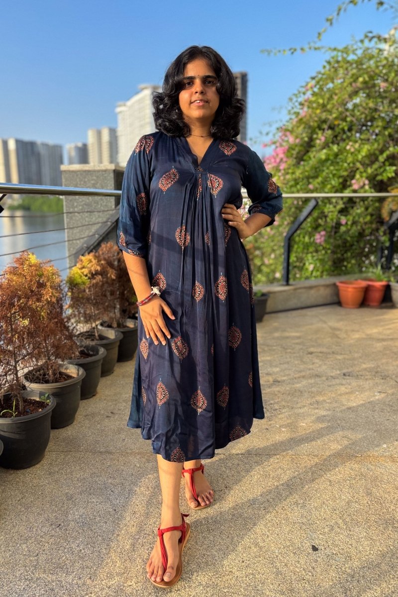 Saayal Modal Ajrakh Dress - Lobha Deepthis