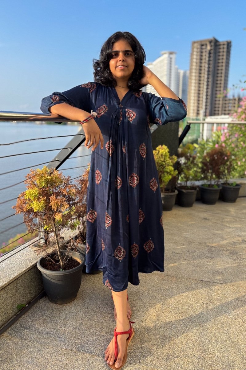 Saayal Modal Ajrakh Dress - Lobha Deepthis
