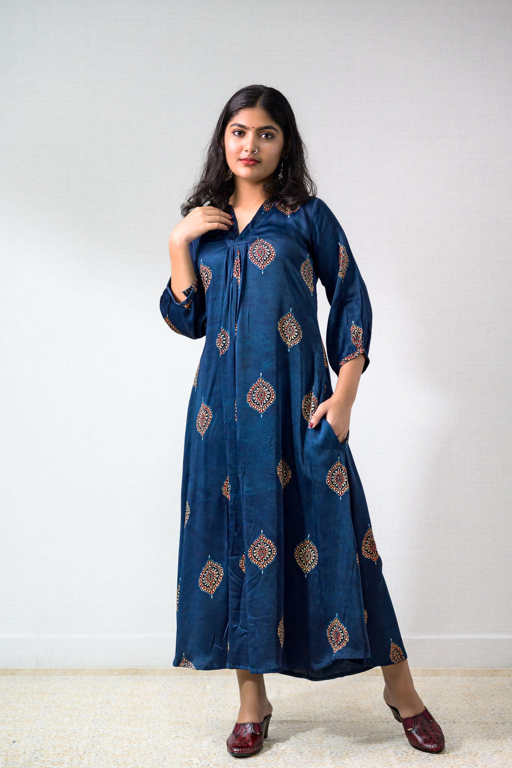 Saayal Modal Ajrakh Dress - Lobha Deepthis