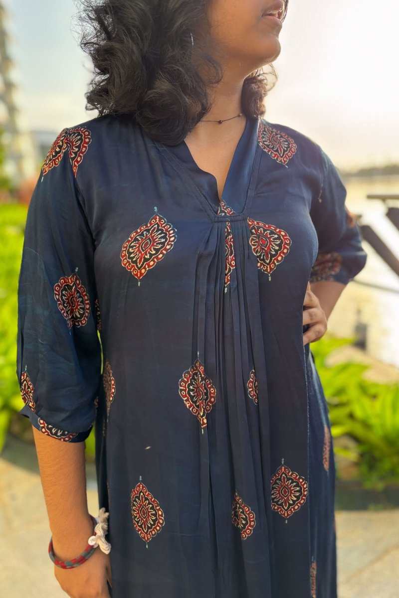 Saayal Modal Ajrakh Dress - Lobha Deepthis