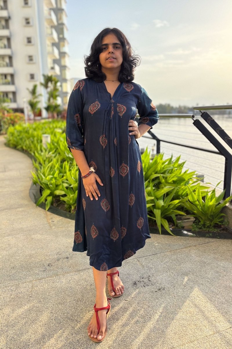 Saayal Modal Ajrakh Dress - Lobha Deepthis