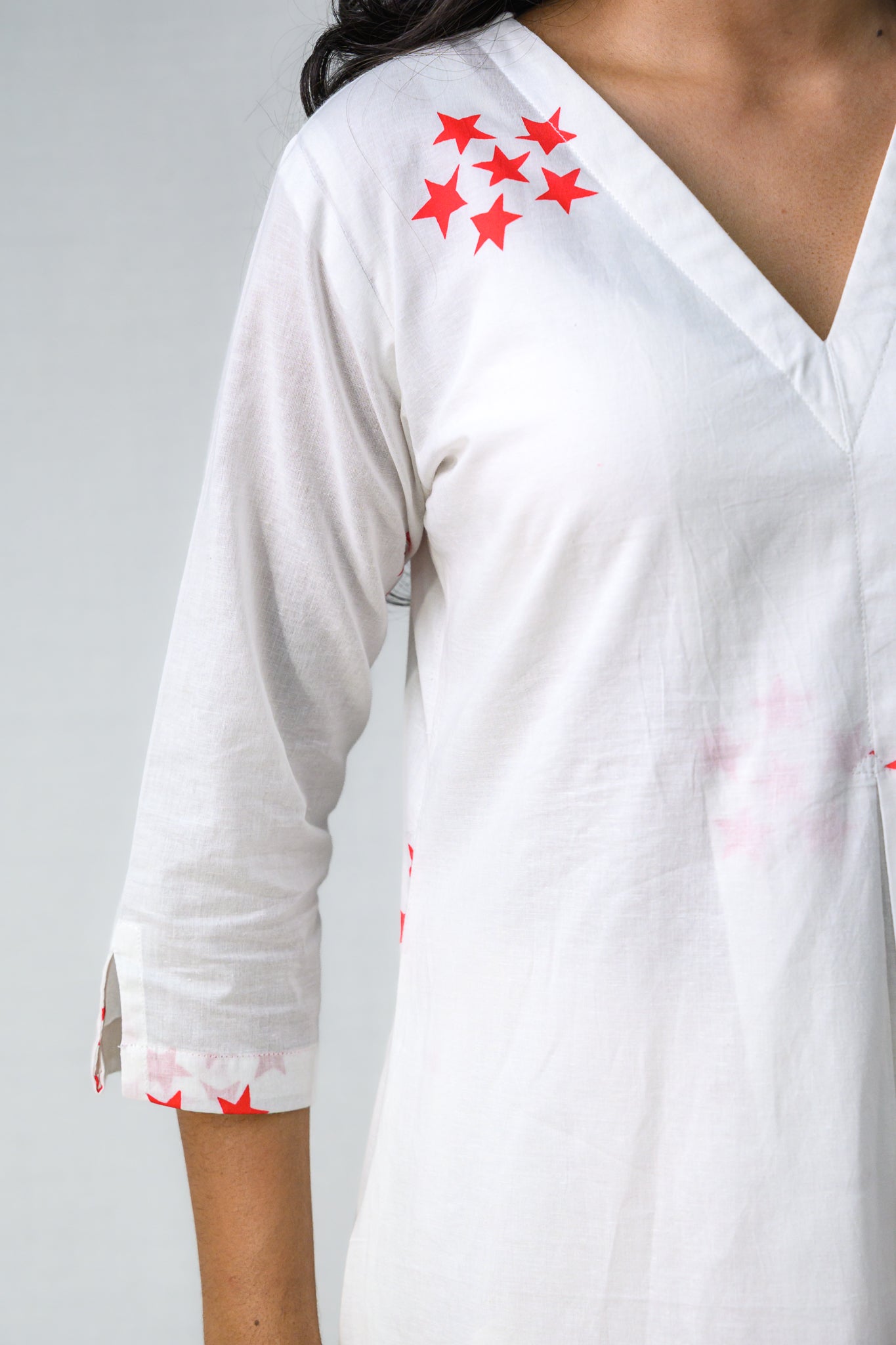 Set of 2 - Esther Sanganeri Cotton Box Pleated Kurta & Pants Set - Lobha Deepthis