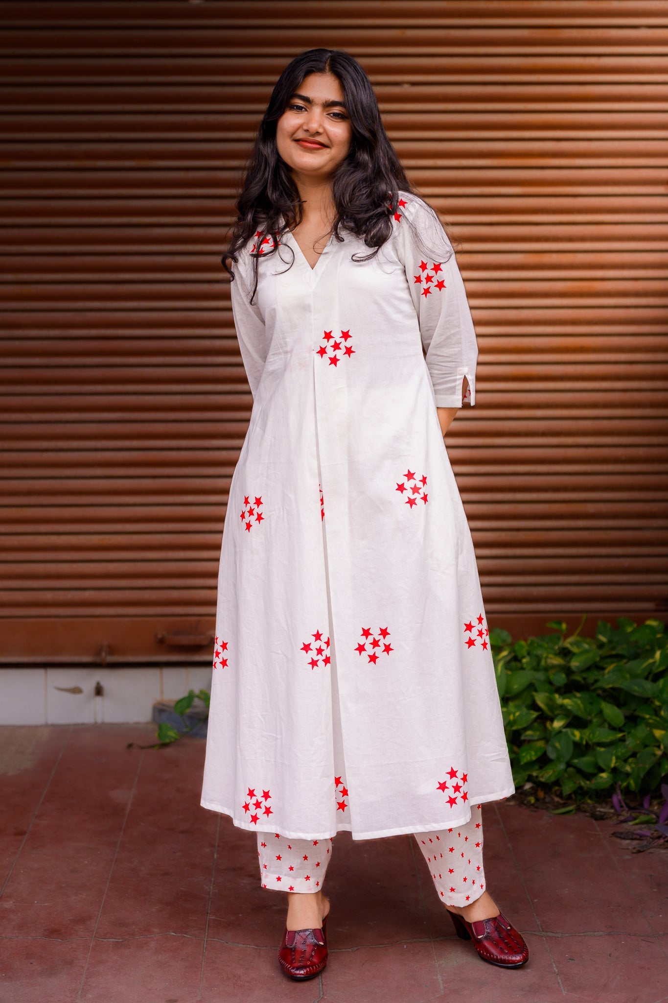 Set of 2 - Esther Sanganeri Cotton Box Pleated Kurta & Pants Set - Lobha Deepthis