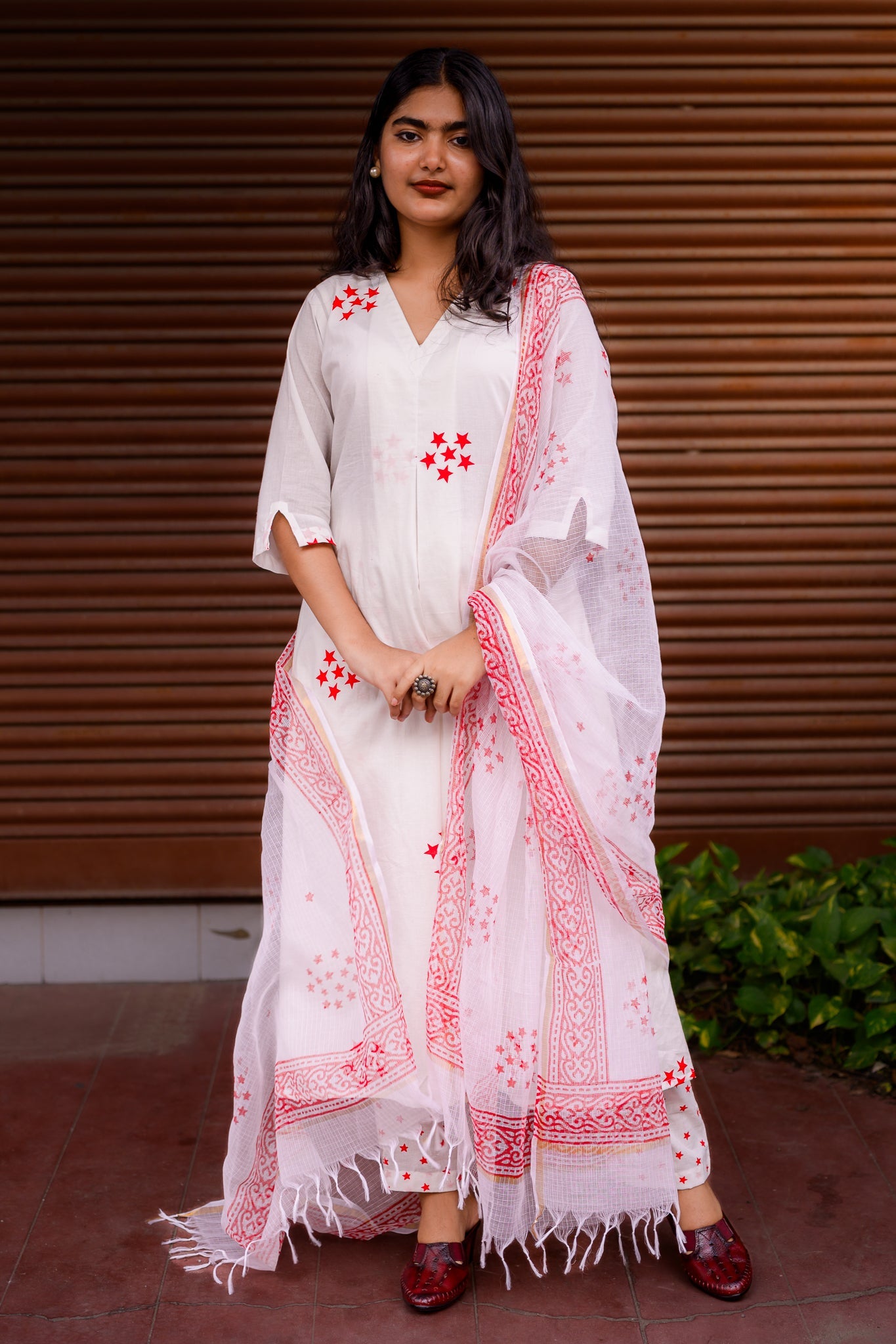 Set of 2 - Esther Sanganeri Cotton Box Pleated Kurta & Pants Set - Lobha Deepthis