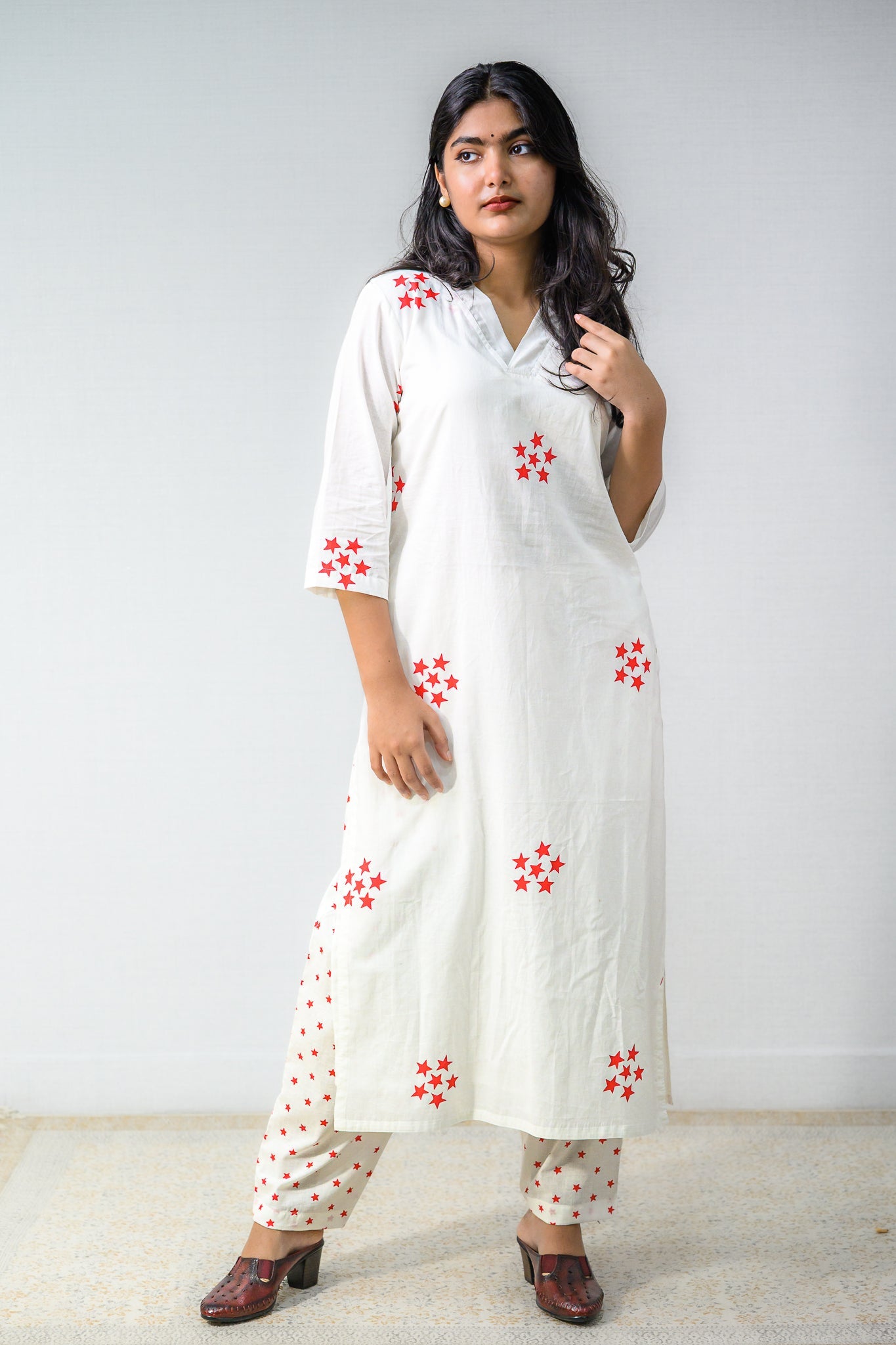 Set of 2 - Esther Sanganeri Cotton Straight Kurta & Pants Set - Lobha Deepthis