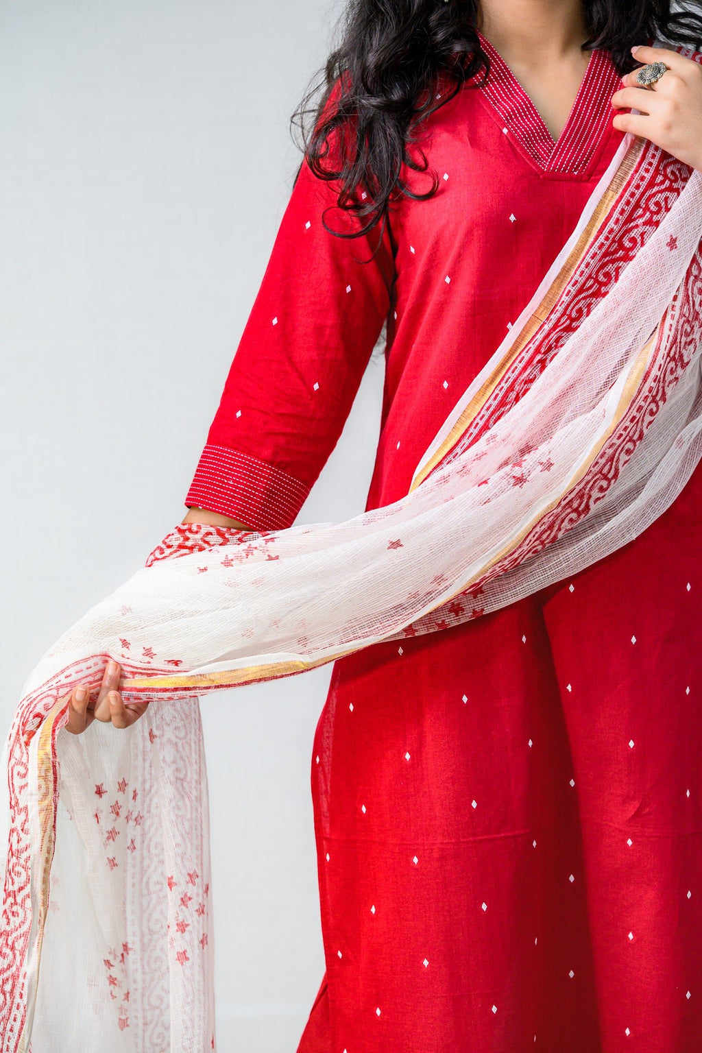 Set of 2 - Florence South Handloom Cotton Kurta & Pants Set - Lobha Deepthis