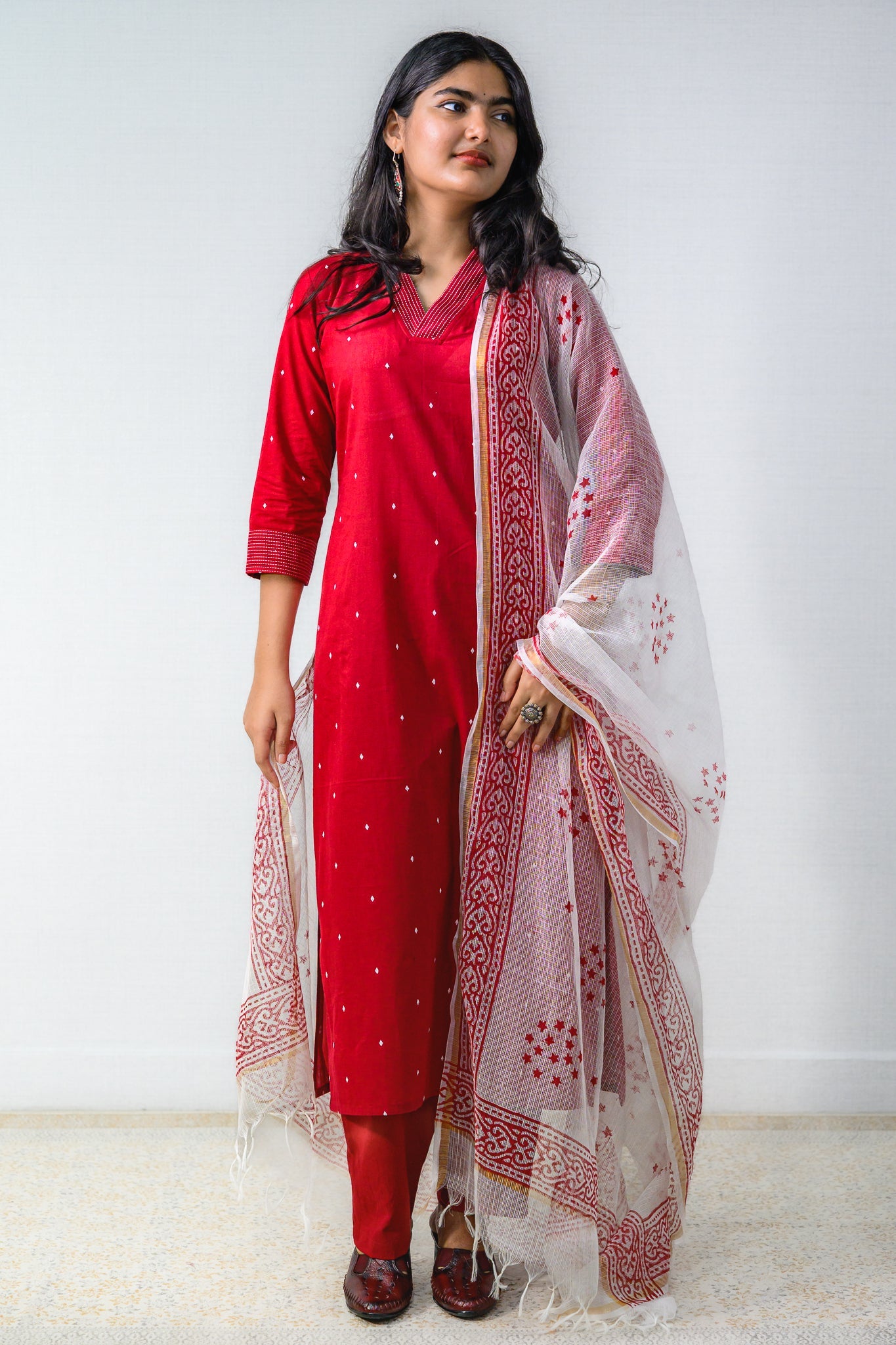 Set of 2 - Florence South Handloom Cotton Kurta & Pants Set - Lobha Deepthis