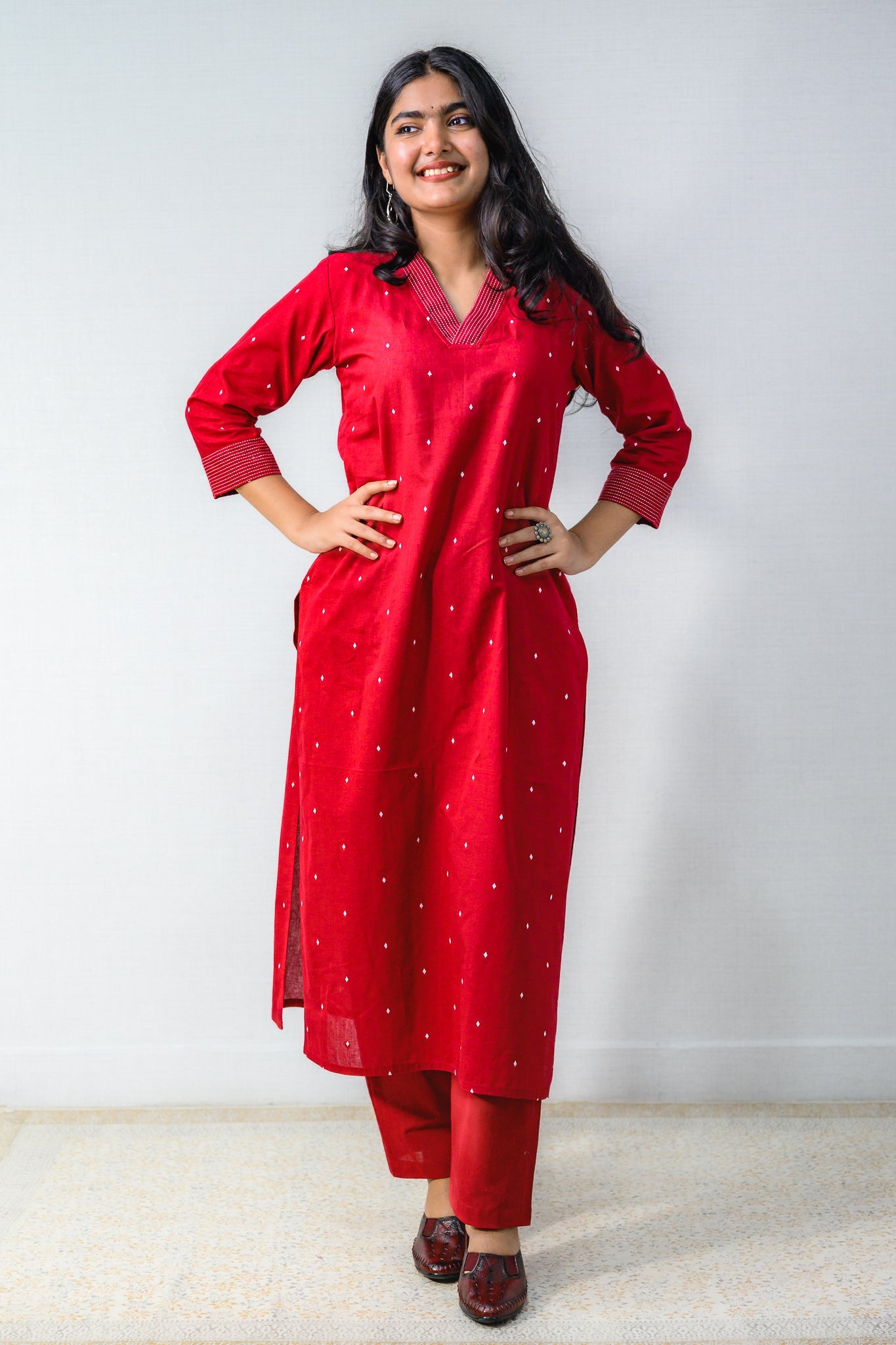 Set of 2 - Florence South Handloom Cotton Kurta & Pants Set - Lobha Deepthis