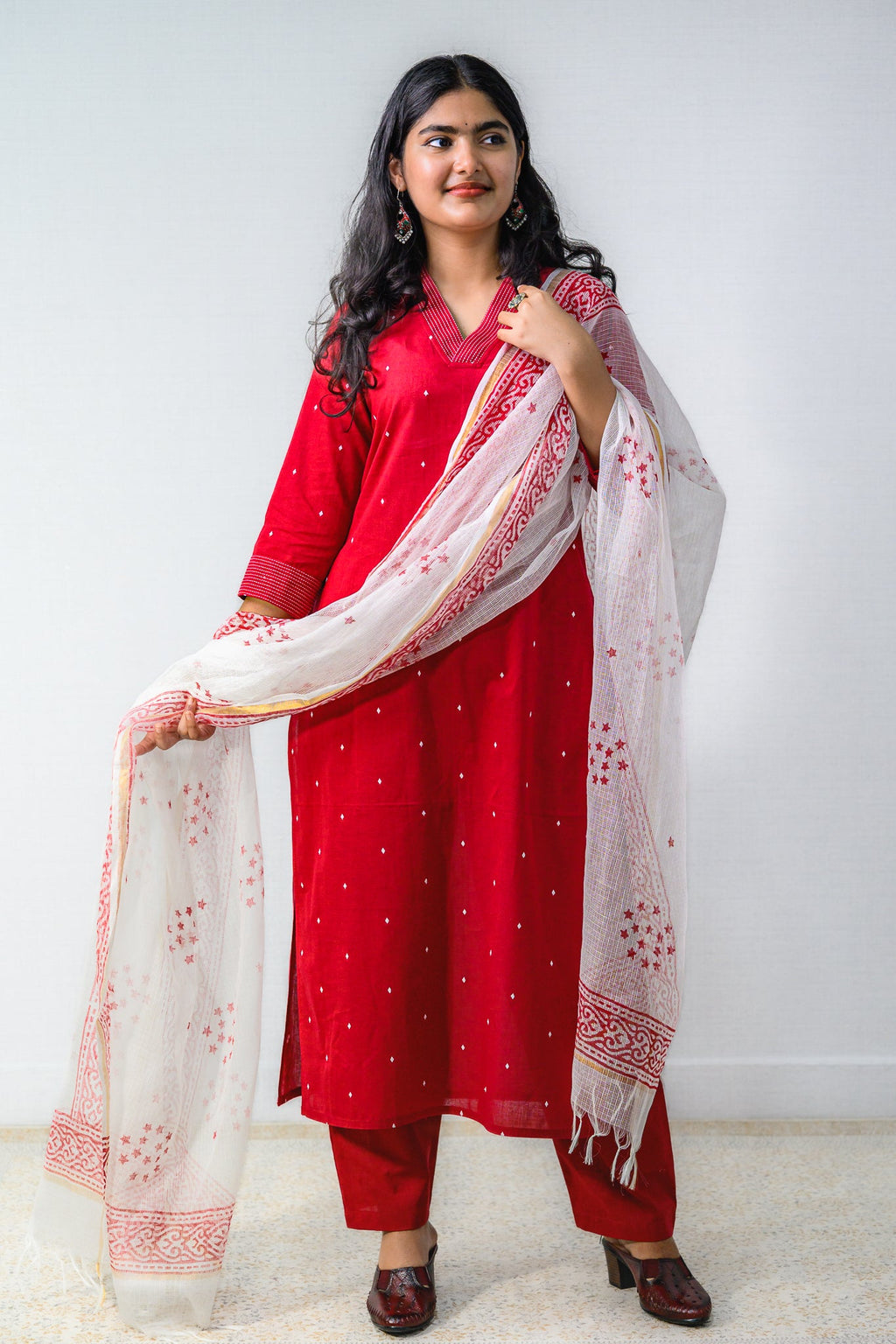 Set of 2 - Florence South Handloom Cotton Kurta & Pants Set - Lobha Deepthis