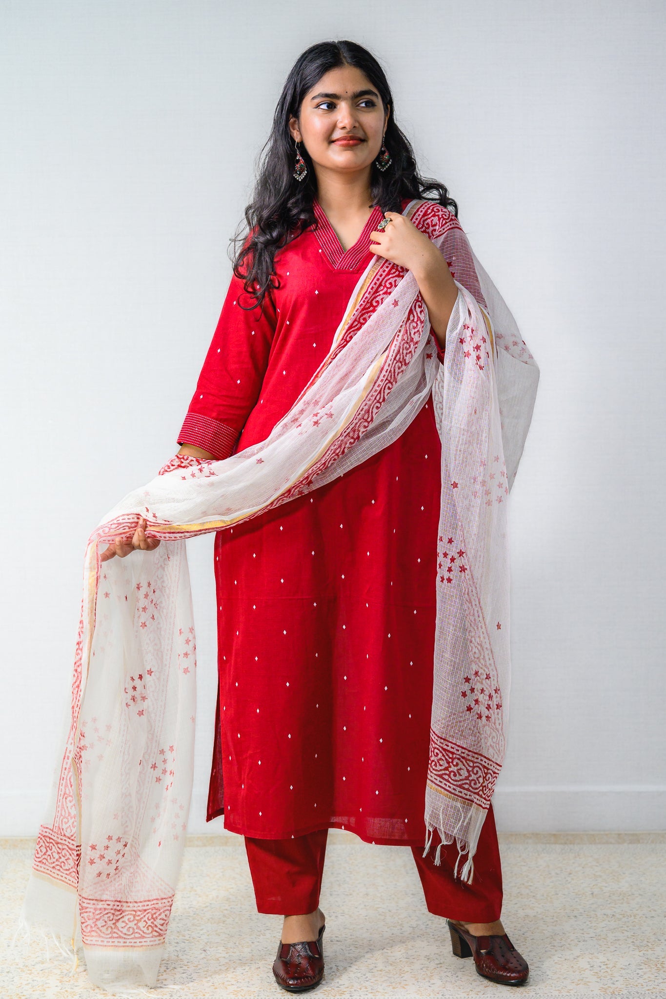 Set of 2 - Florence South Handloom Cotton Kurta & Pants Set - Lobha Deepthis