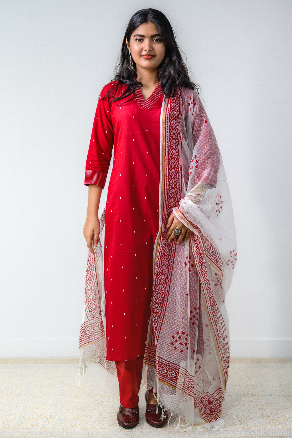 Set of 2 - Florence South Handloom Cotton Kurta & Pants Set - Lobha Deepthis