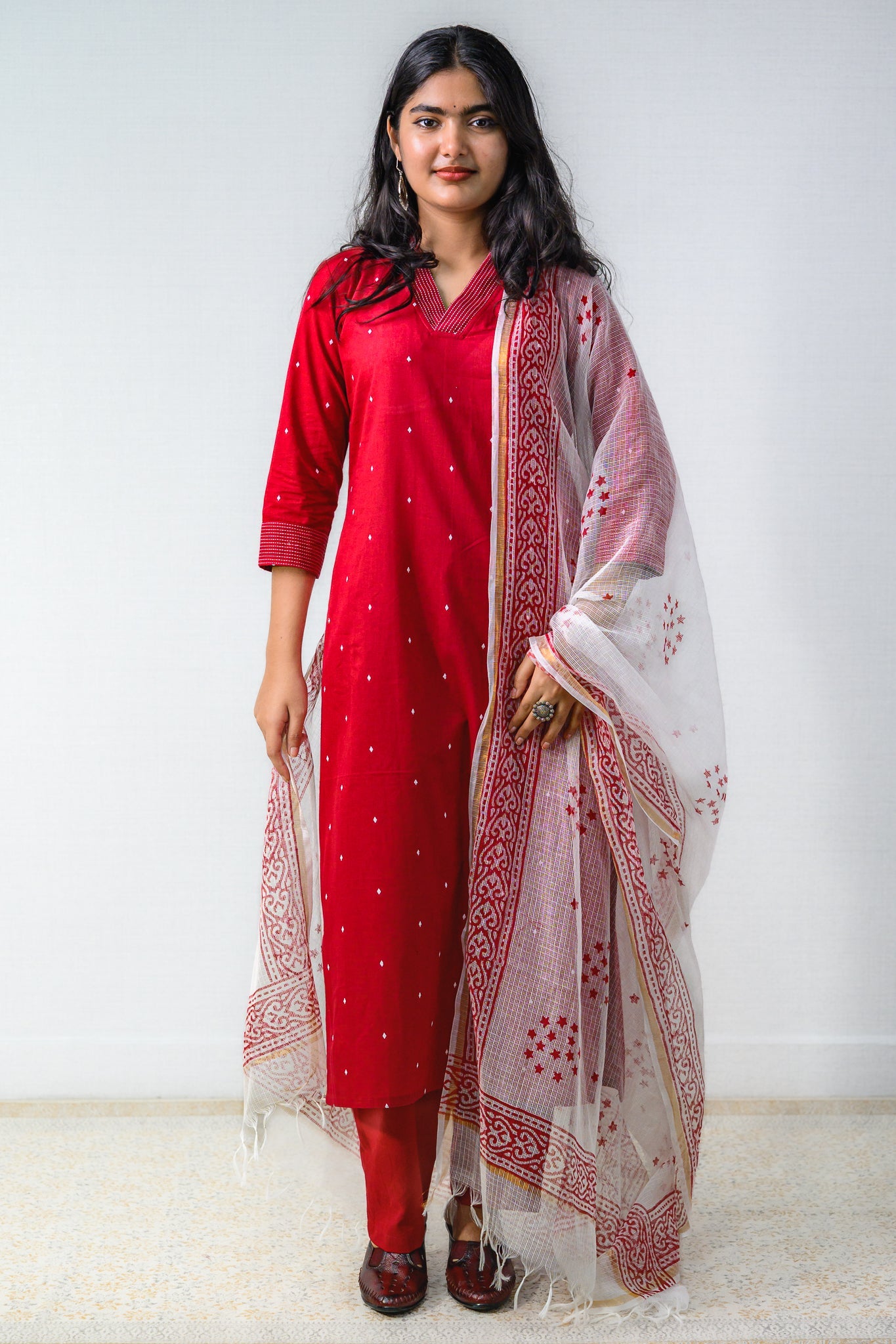 Set of 2 - Florence South Handloom Cotton Kurta & Pants Set - Lobha Deepthis