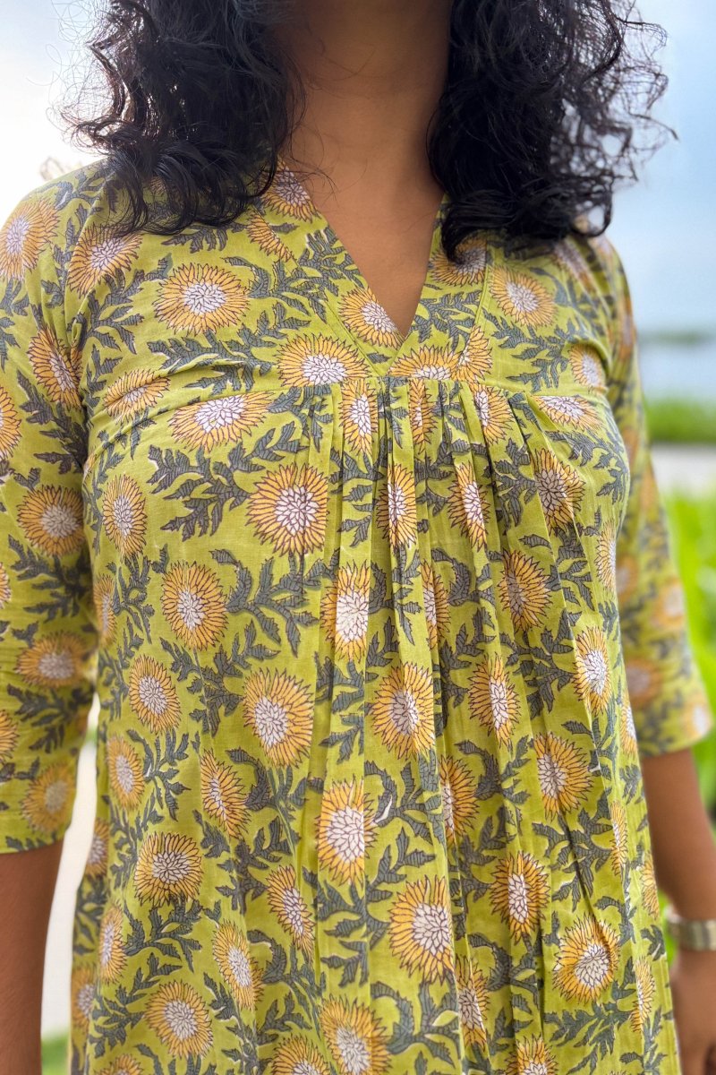 Set of 2 - Himawari Sanganeri Short Kurta & Palazzo - Lobha Deepthis