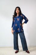 Set of 2 - Indigo Pihu Modal Ajrakh Short Top & Parallel Pants - Lobha Deepthis