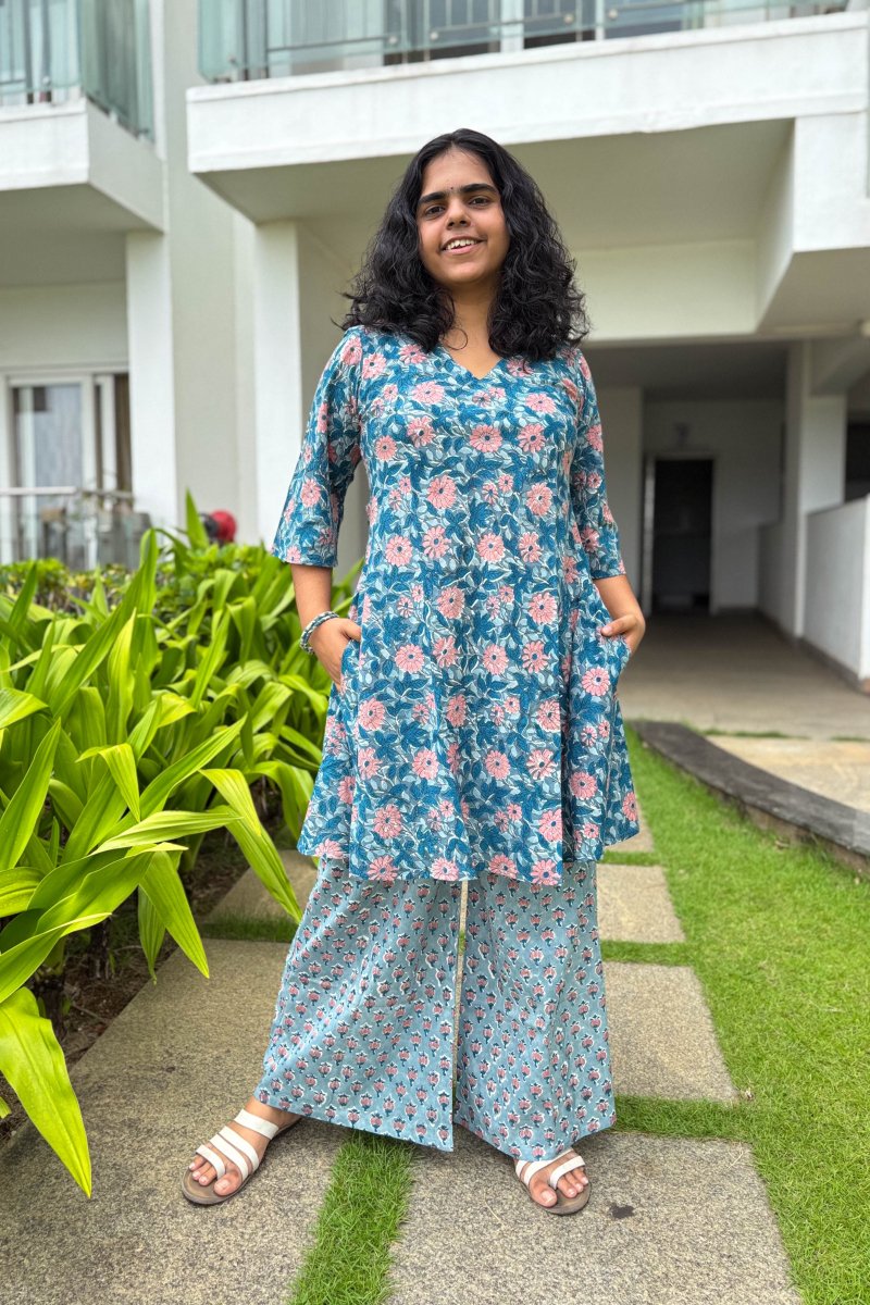 Set of 2 - Miwa Sanganeri Short Top & Parallel Pants - Lobha Deepthis