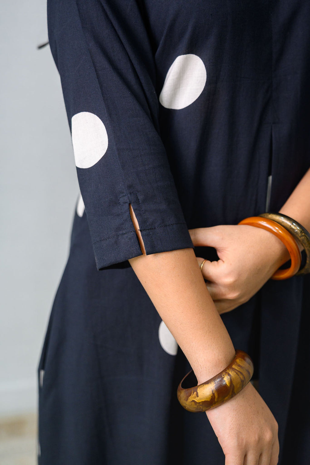 Set of 2 - Polka Loca Black Box Pleated Kurtas & Pants - Lobha Deepthis