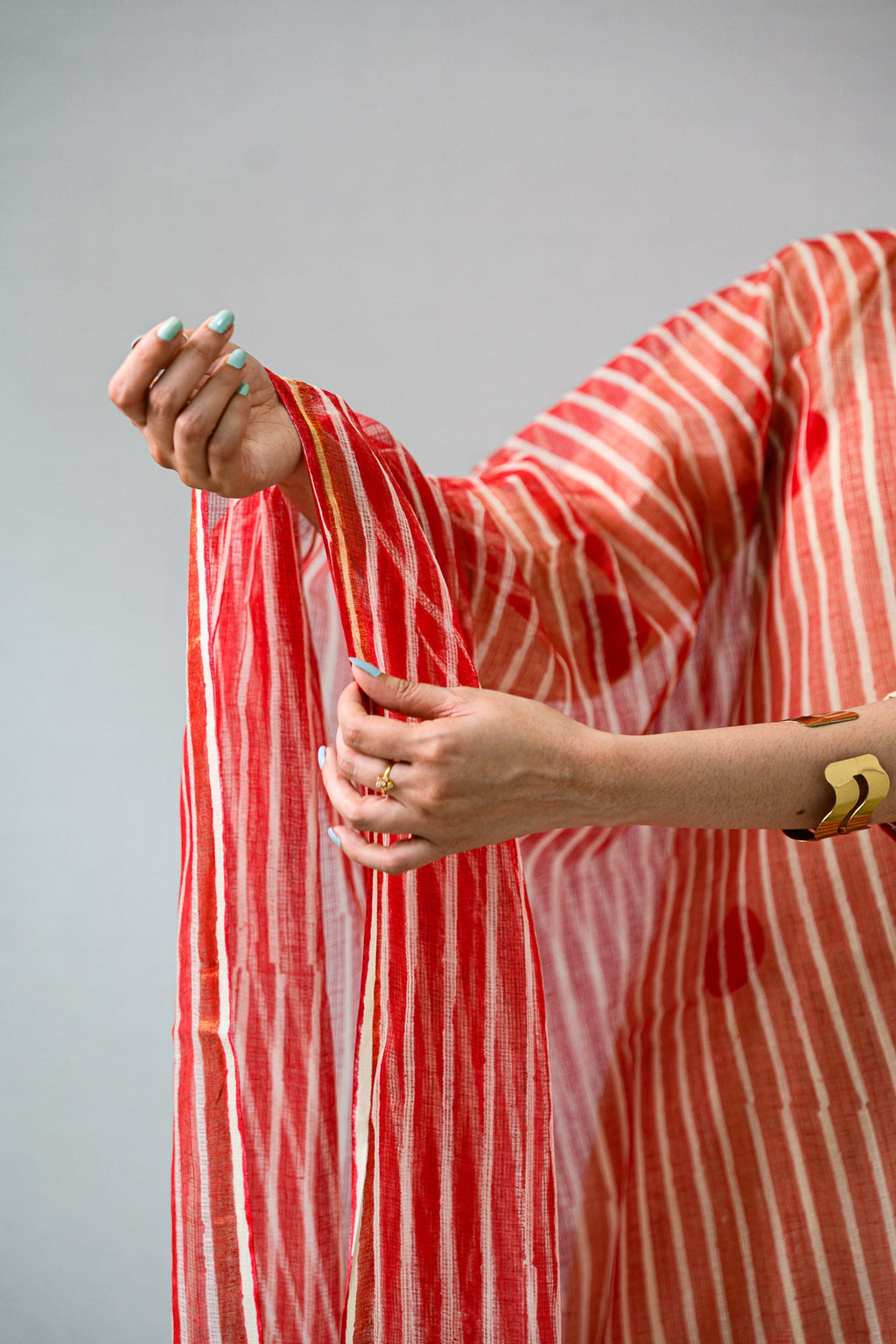 Set of 2 - Red Polkas on Cream Kurta & Pants Set - Lobha Deepthis