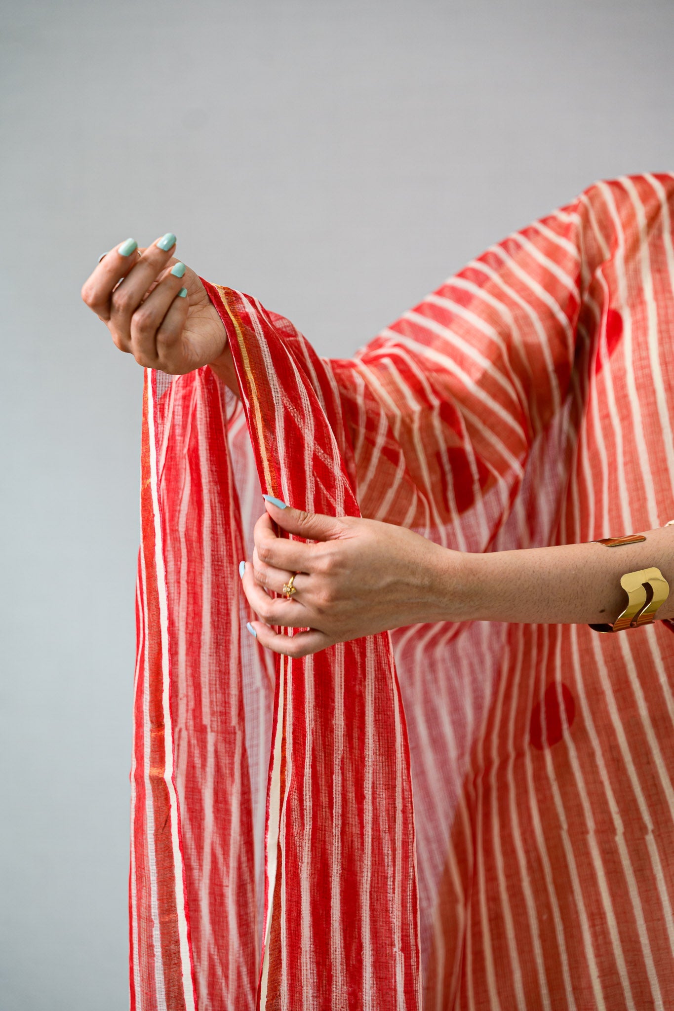 Set of 2 - Red Polkas on Cream Kurta & Pants Set - Lobha Deepthis