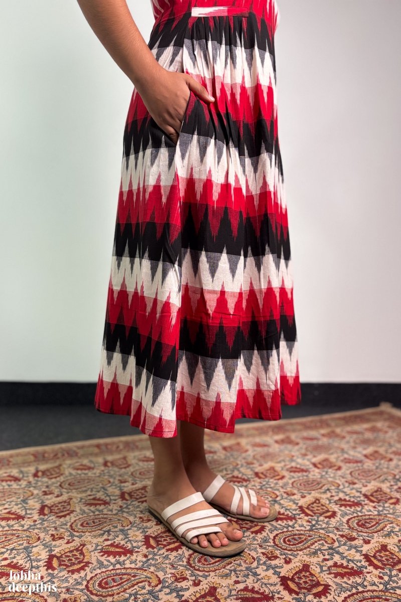 Sindoor & Shadows Ikkat Dress - Lobha Deepthis