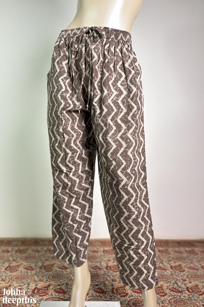 Stone Bagru Cotton Straight Pants - Lobha Deepthis