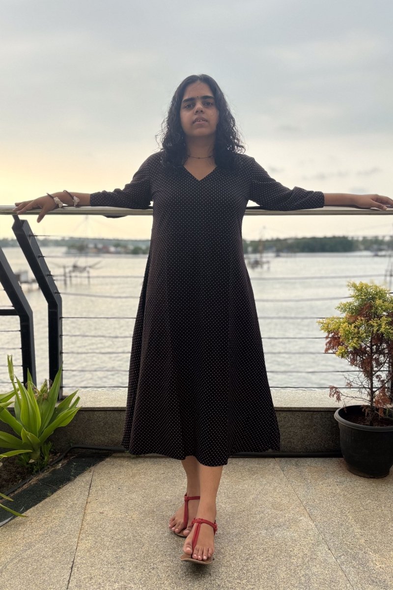 Taarika Black Aline Dress - Lobha Deepthis