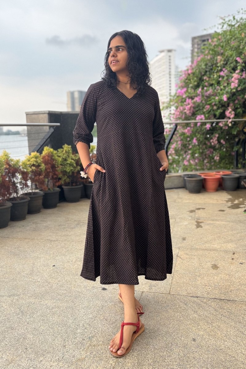 Taarika Black Aline Dress - Lobha Deepthis