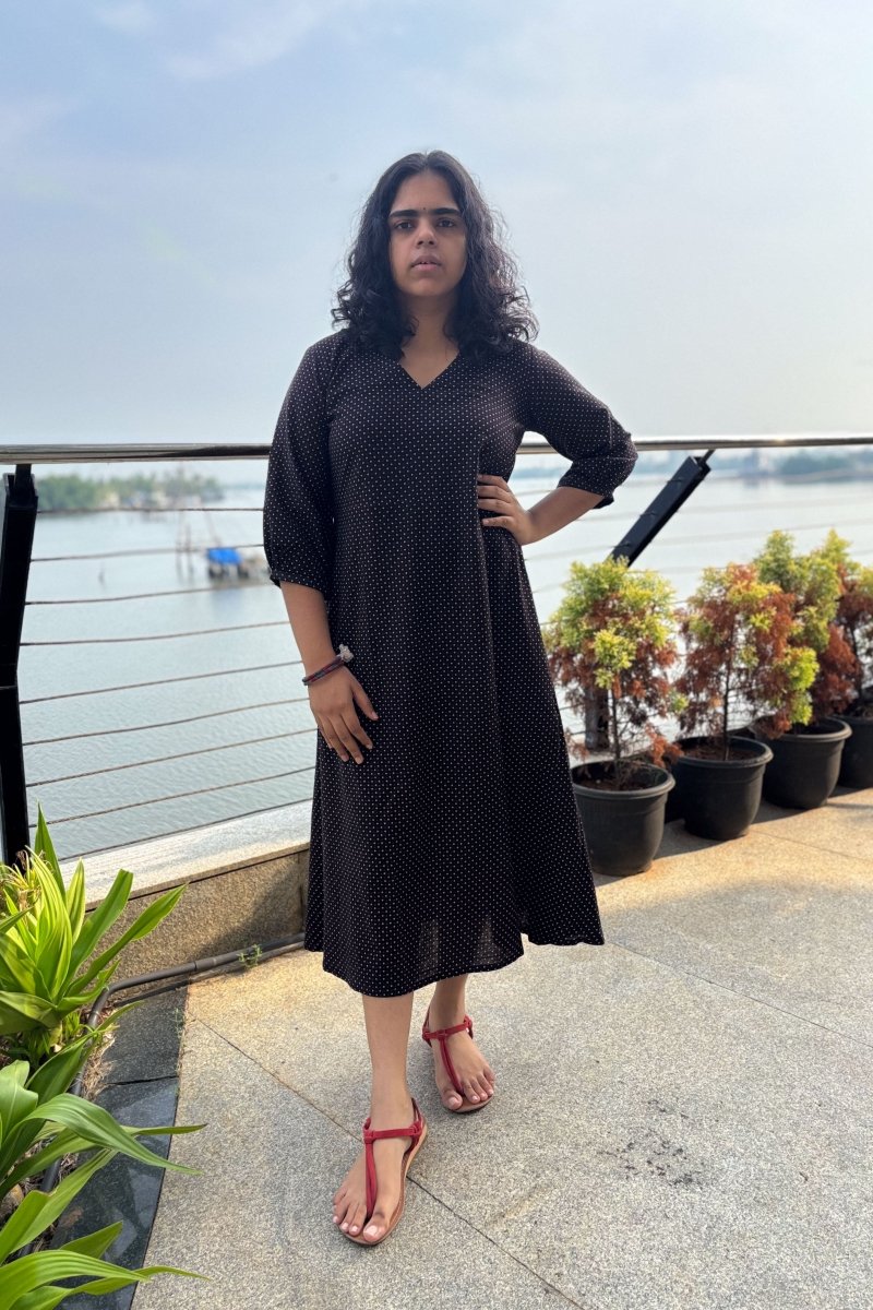 Taarika Black Aline Dress - Lobha Deepthis