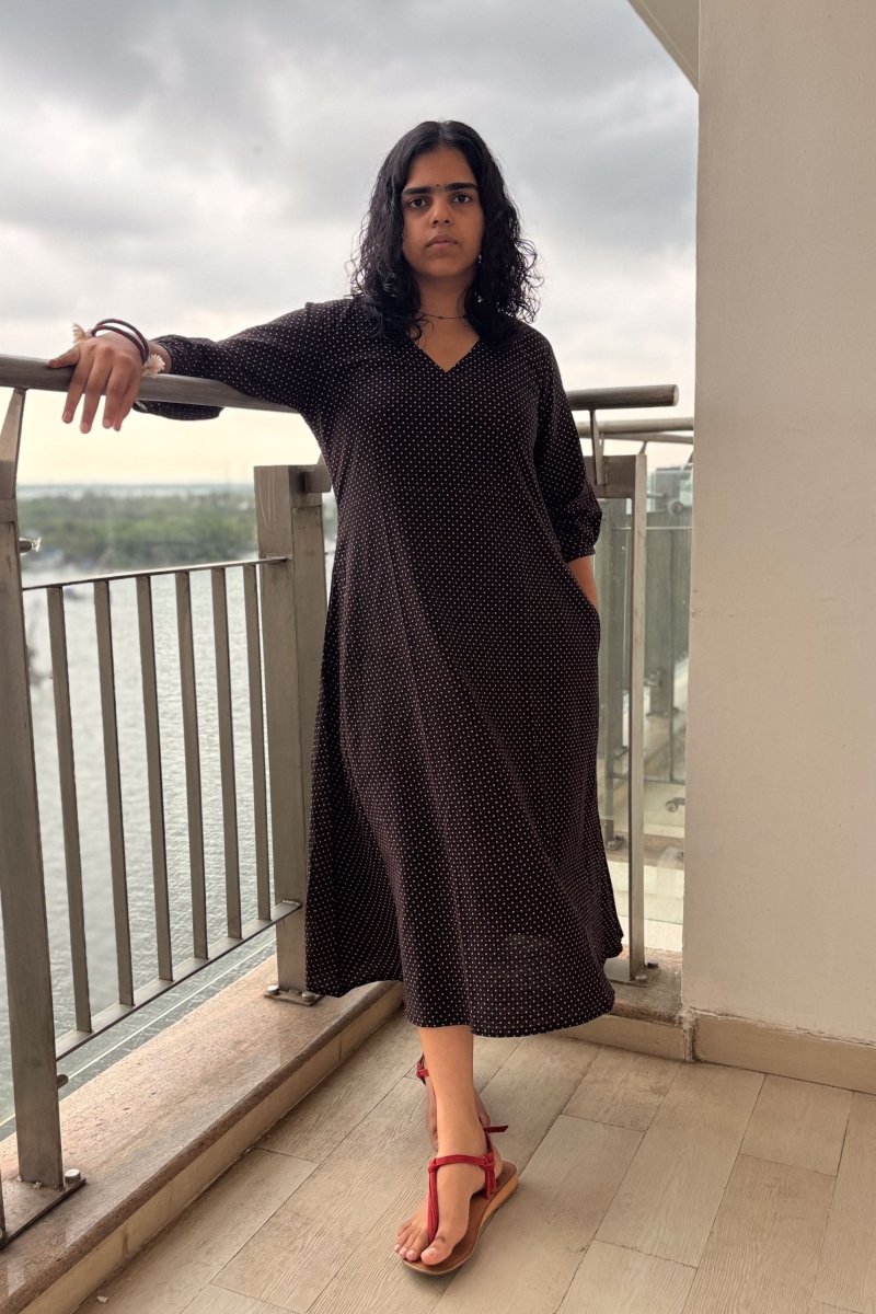 Taarika Black Aline Dress - Lobha Deepthis