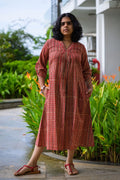Taraana Ajrakh Stripes Dress - Lobha Deepthis