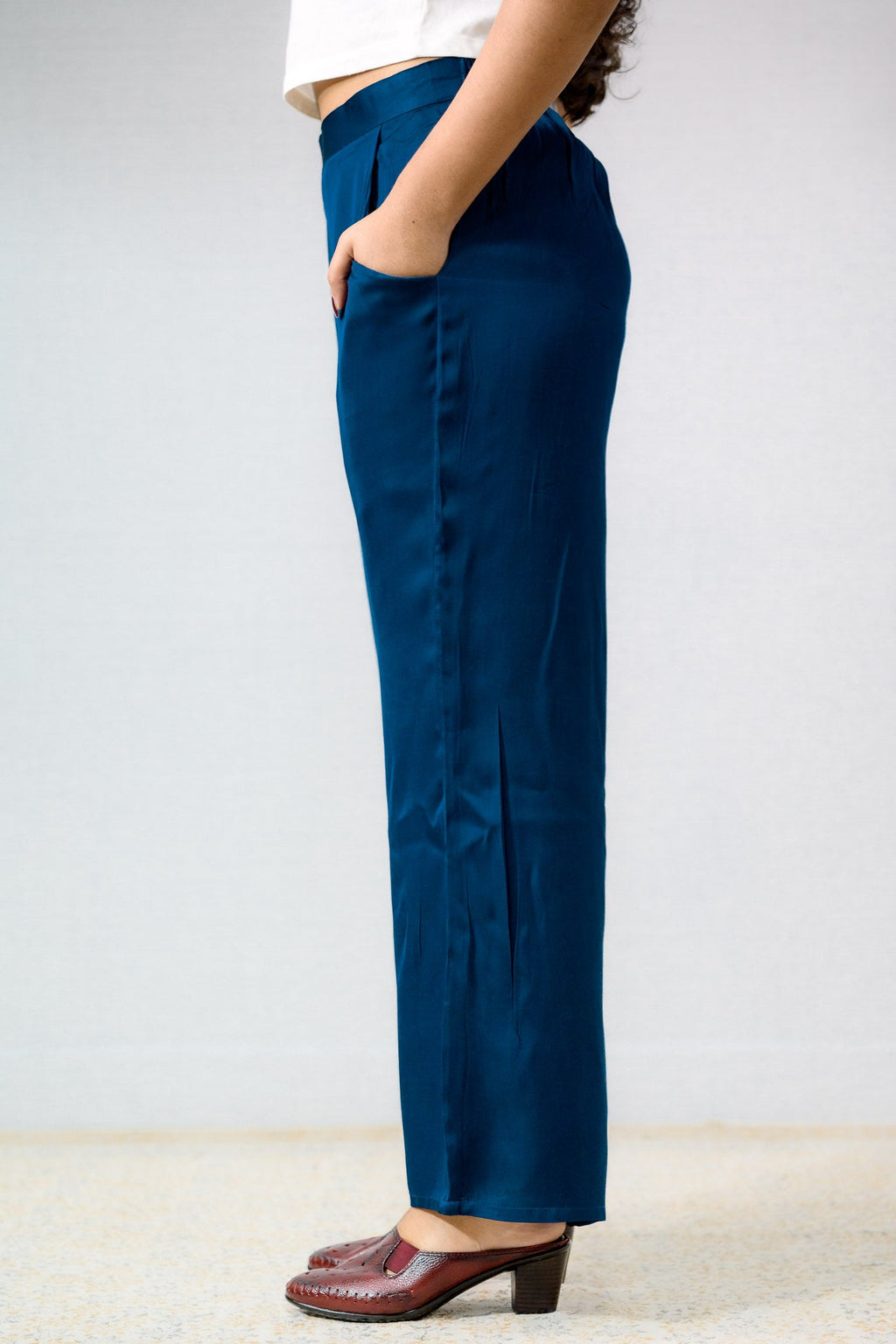 Teal Blue Modal Parallel Pants - Lobha Deepthis
