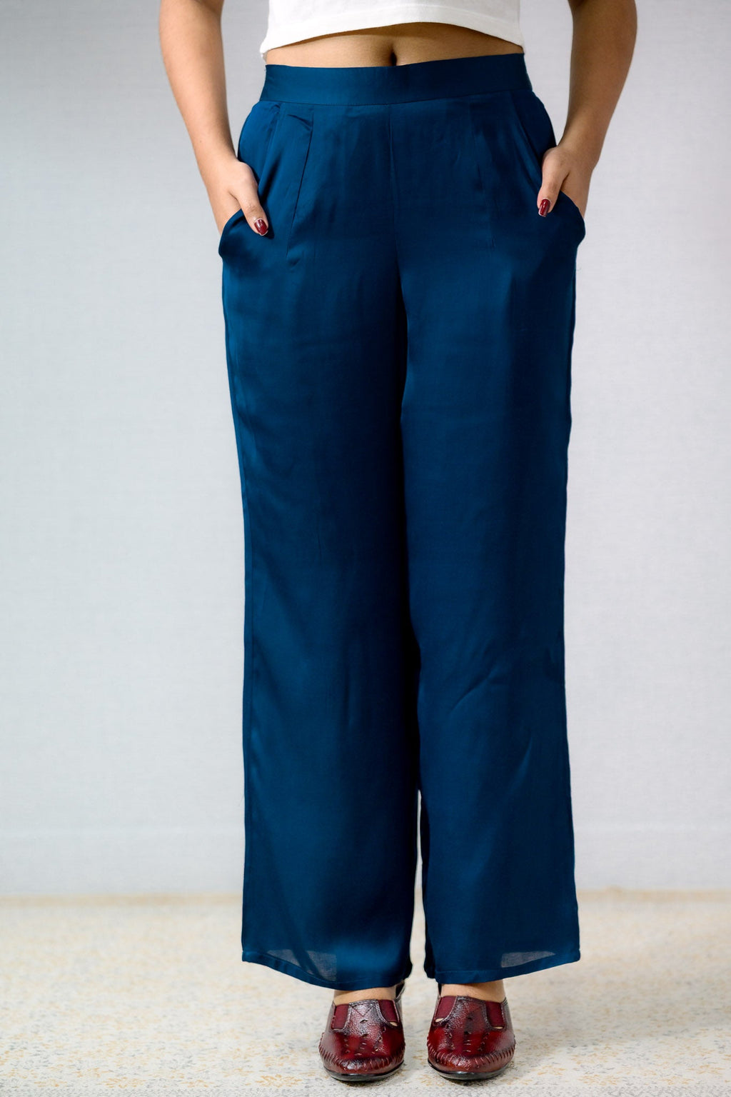 Teal Blue Modal Parallel Pants - Lobha Deepthis