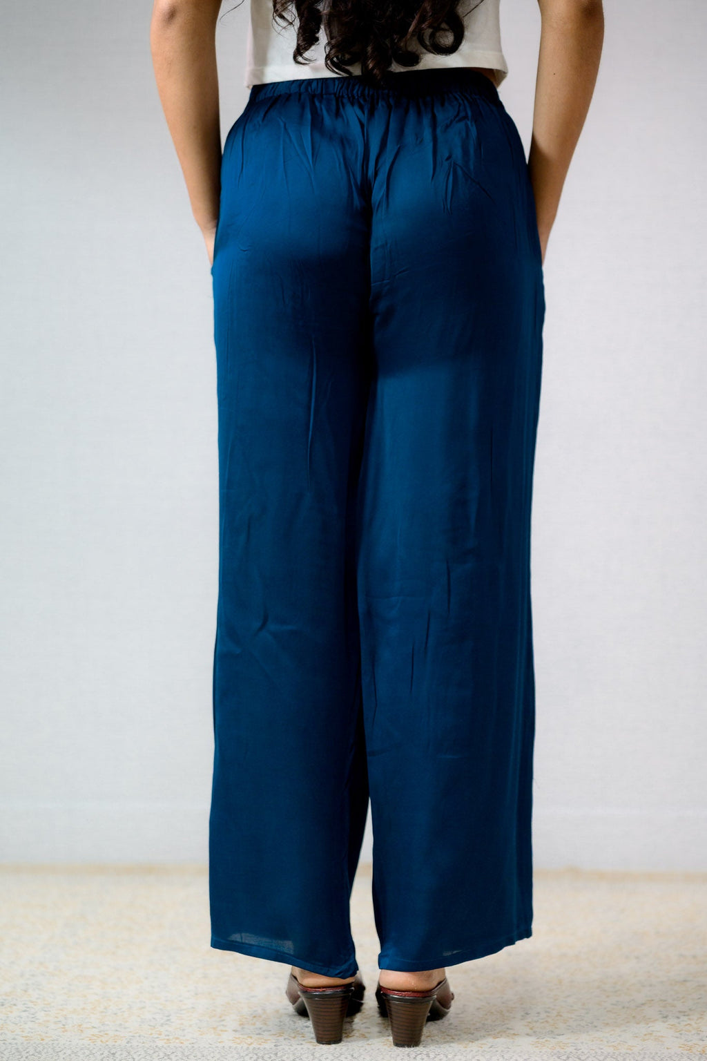 Teal Blue Modal Parallel Pants - Lobha Deepthis