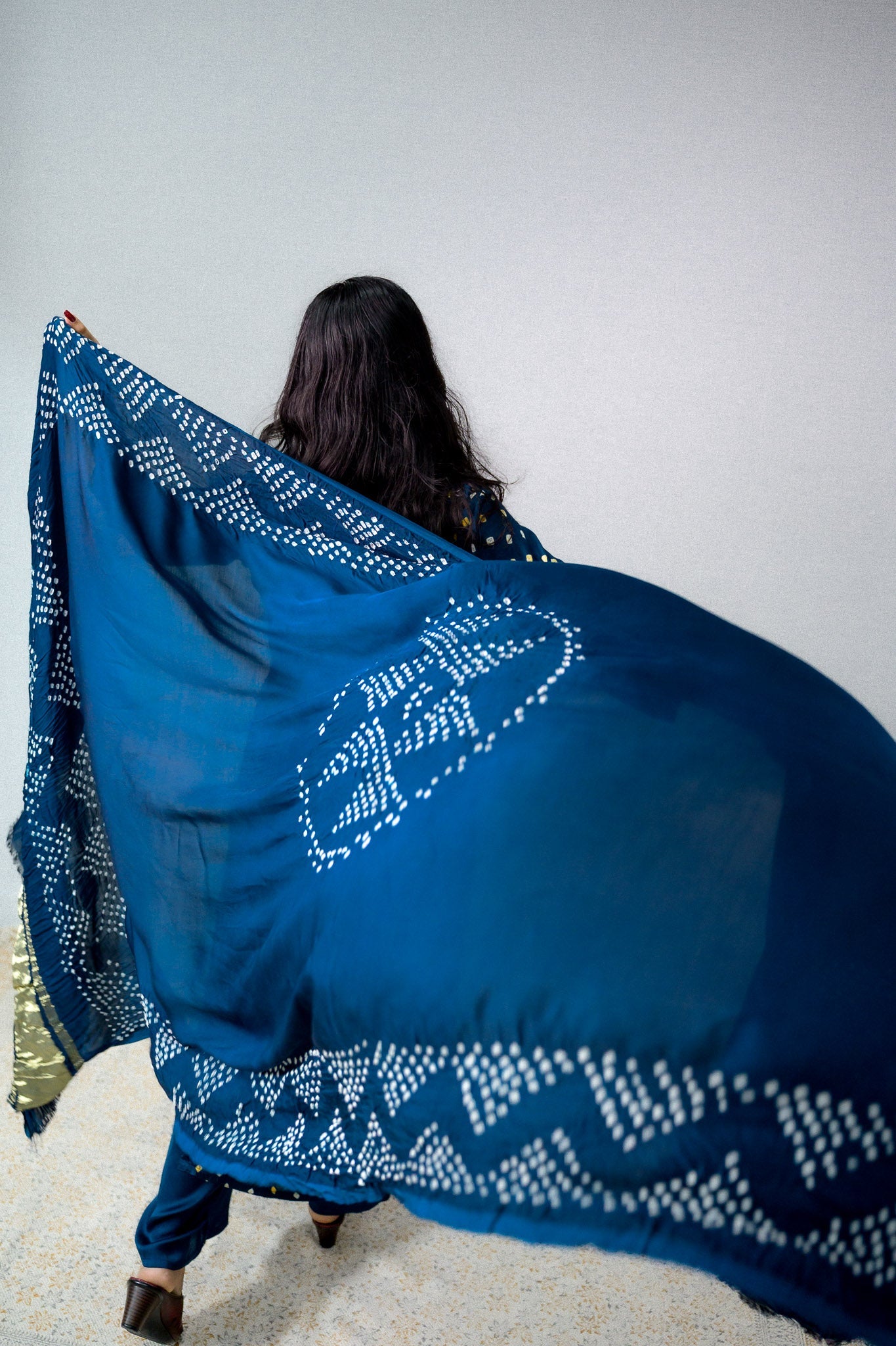 Teal Blue Rani Modal Bandhani Dupatta - Lobha Deepthis