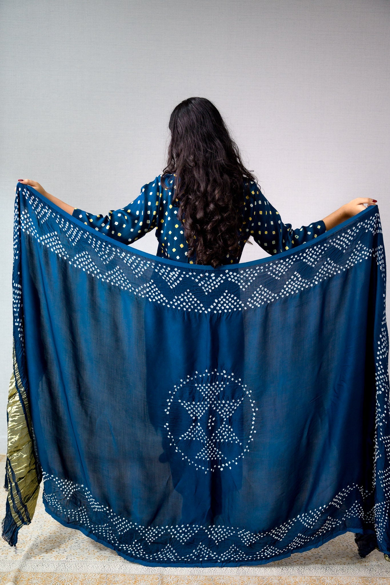 Teal Blue Rani Modal Bandhani Dupatta - Lobha Deepthis