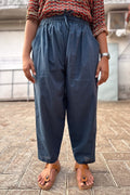 Teal Blue South Cotton Straight Pants - Lobha Deepthis