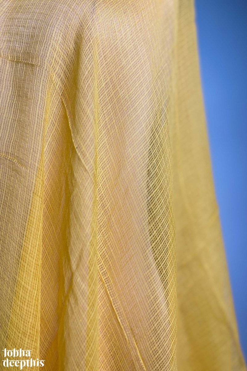 Turmeric Yellow Plain Kota Doria Dupatta - Lobha Deepthis