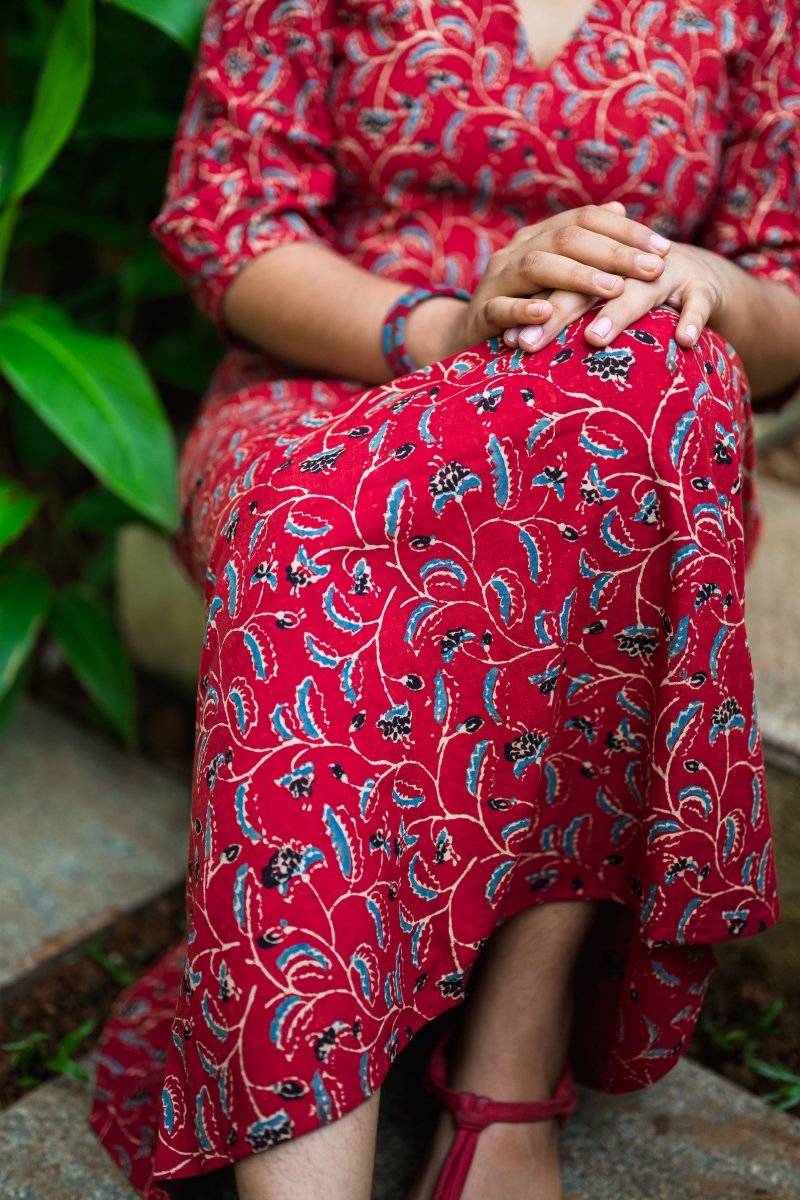 Vermalya Ajrakh Aline Dress - Lobha Deepthis