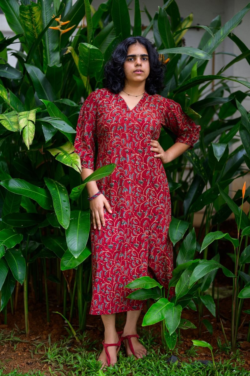 Vermalya Ajrakh Aline Dress - Lobha Deepthis