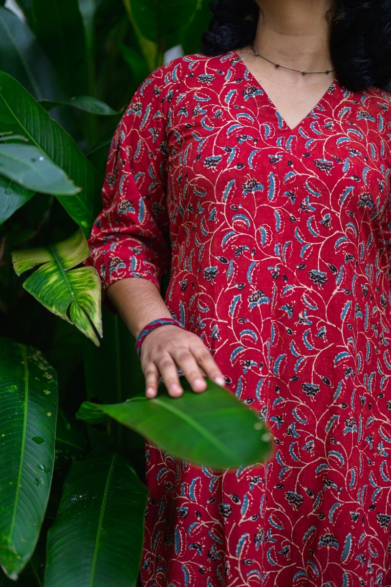 Vermalya Ajrakh Aline Dress - Lobha Deepthis