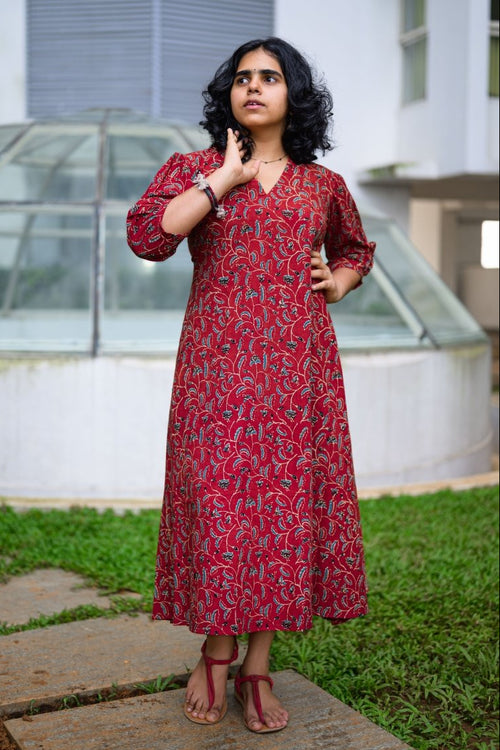 Vermalya Ajrakh Aline Dress - Lobha Deepthis