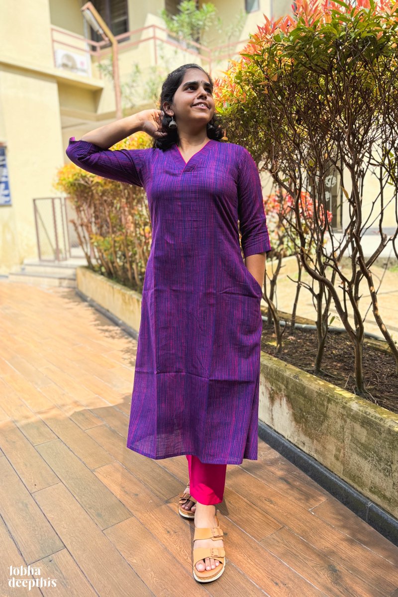 Violet South Cotton Kurta - Lobha Deepthis